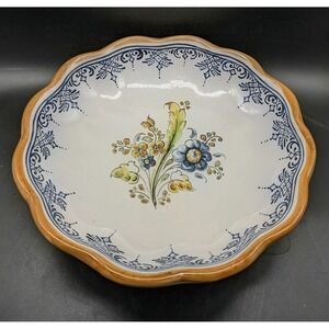 Talavera Hand Painted Mexican Pottery Scalloped Floral Serving Bowl Wall Plate